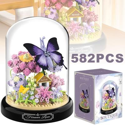 TEMU Flowers Bouquet Insect Building Set Flower Botanical Building Blocks 582pcs