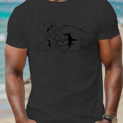 TEMU Print Men's Short Sleeve T-shirts, Comfy Casual Crew Neck Tops For Men's Outdoor Activities Image