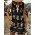 Per donna Mini Abito Vestito Estivo Abito a trapezio Abito Estivo Abito a spalle scoperte Casual Ferie Spiaggia Vestibilità regolare Grafico Tribale Senza Maniche Scollo a V Nero Bianco Rosso Grigio