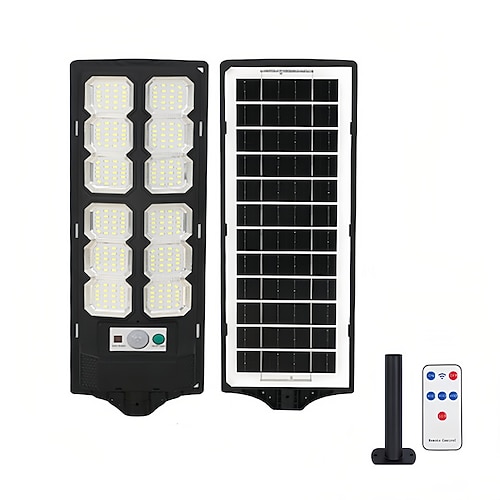 Luci solari stradali da esterno impermeabili a LED, luci per parcheggio con sensore di movimento, telecomando dal tramonto all'alba, 1 pezzo