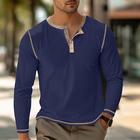Per uomo Maglietta Manica Corta Manica Lunga Scollo a V Henley Estate Tutte le stagioni Semplice Moda Classico Casual Puro Streetwear Casuale Sportivo Nero Bianco Verde Maglietta Top per Uomo