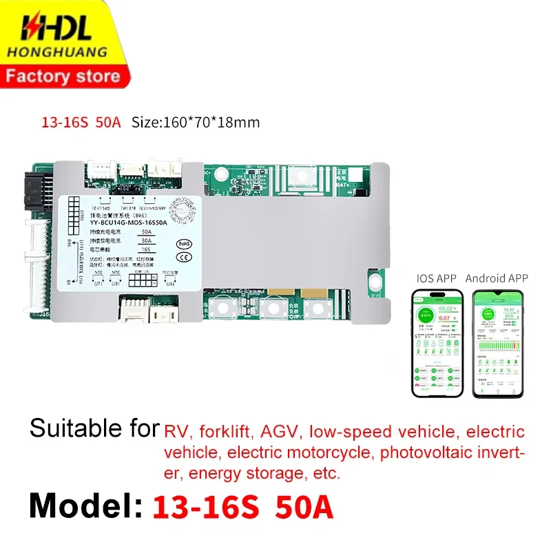 3S-25S Smart BMS Lithium LiFePo4 Batterieschutzplatine Batteriemanagementsystem mit Bluetooth RS485 für E-Bike-Motorräder Image