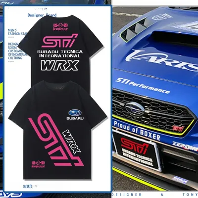 STI sports car modified car JDM car culture short sleeved men's and women's summer 2025 new pure