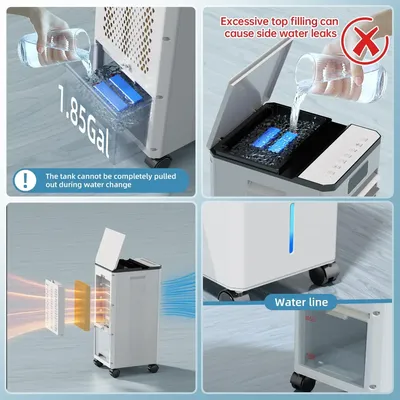 Portable Air Conditioners, 3-IN-1 Evaporative Swamp Cooler, Windowless Air Conditioner, 4 Modes & 3 Speeds, 12H Timer