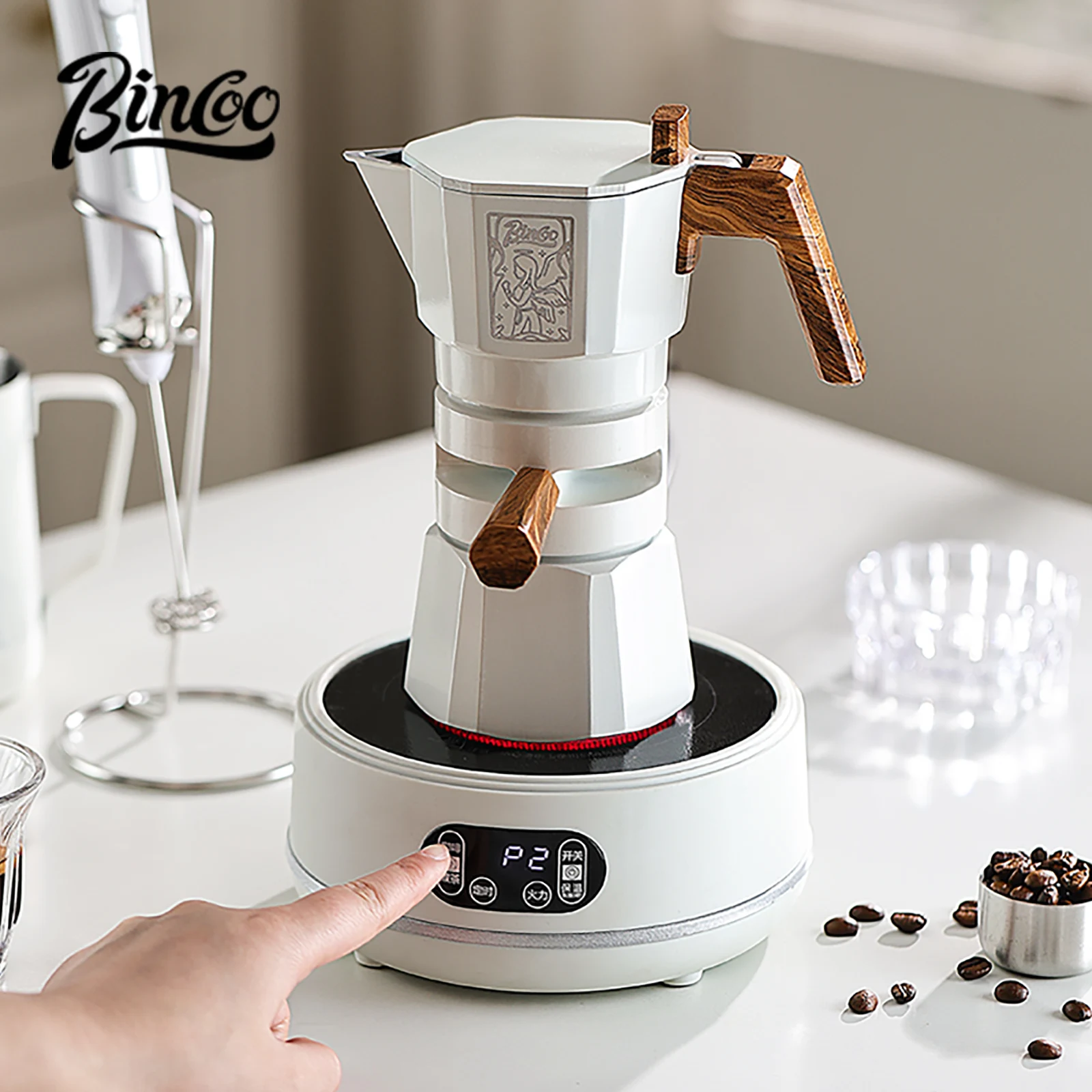 Bincoo 2-Portionen Thermostat Doppelventil Moka Topf Espresso Extraktion Kaffeekanne Outdoor Kaffee Mokka Topf Barista Zubehör Image