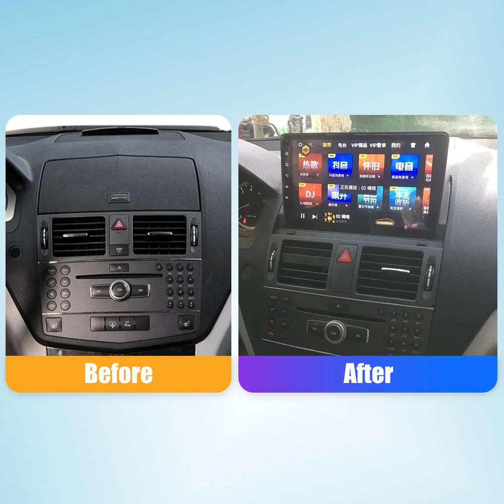 Auto Radio Für Benz C Klasse 2007-2010 2Din Android Stereo DVD GPS Navigation Video Player Multimedia Carplay android Auto BT WIF