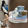 Damen Denim High-Top Lace-up Canvas Schuhe Plateau Sneakers Neuankömmling Trendy Vielseitige Nische Casual Tennis Wanderschuhe