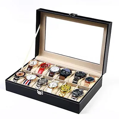 Watch Display Case For Men PU Leather Watch Organizer Box Watch Travel Organizer Tray Watch Collection Storge Holder For Women