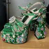Satin Cross One Word Gürtel Edelstein Perle Blockabsatz Sandalen Größe 34-43 Knöchelriemen Partyschuhe Catwalk Luxus Grace Lady Schuhe