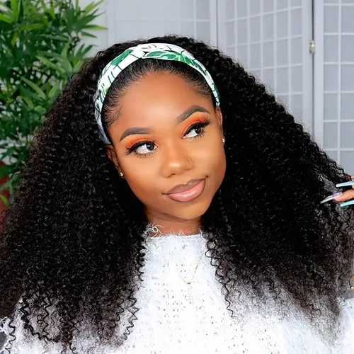 180% brésilien crépus bouclés bandeau perruque cheveux humains 10-30 pouces Afro crépus bouclés perruques de cheveux humains pour les femmes facile à sortir