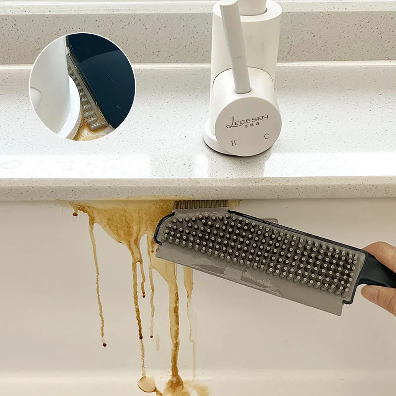 3-in-1-Silikonbürste zum Reinigen, Schrubben, Badezimmer, Küche, Arbeitsplatte, Bürste, Silikonschaber, Reinigungsmittel Image