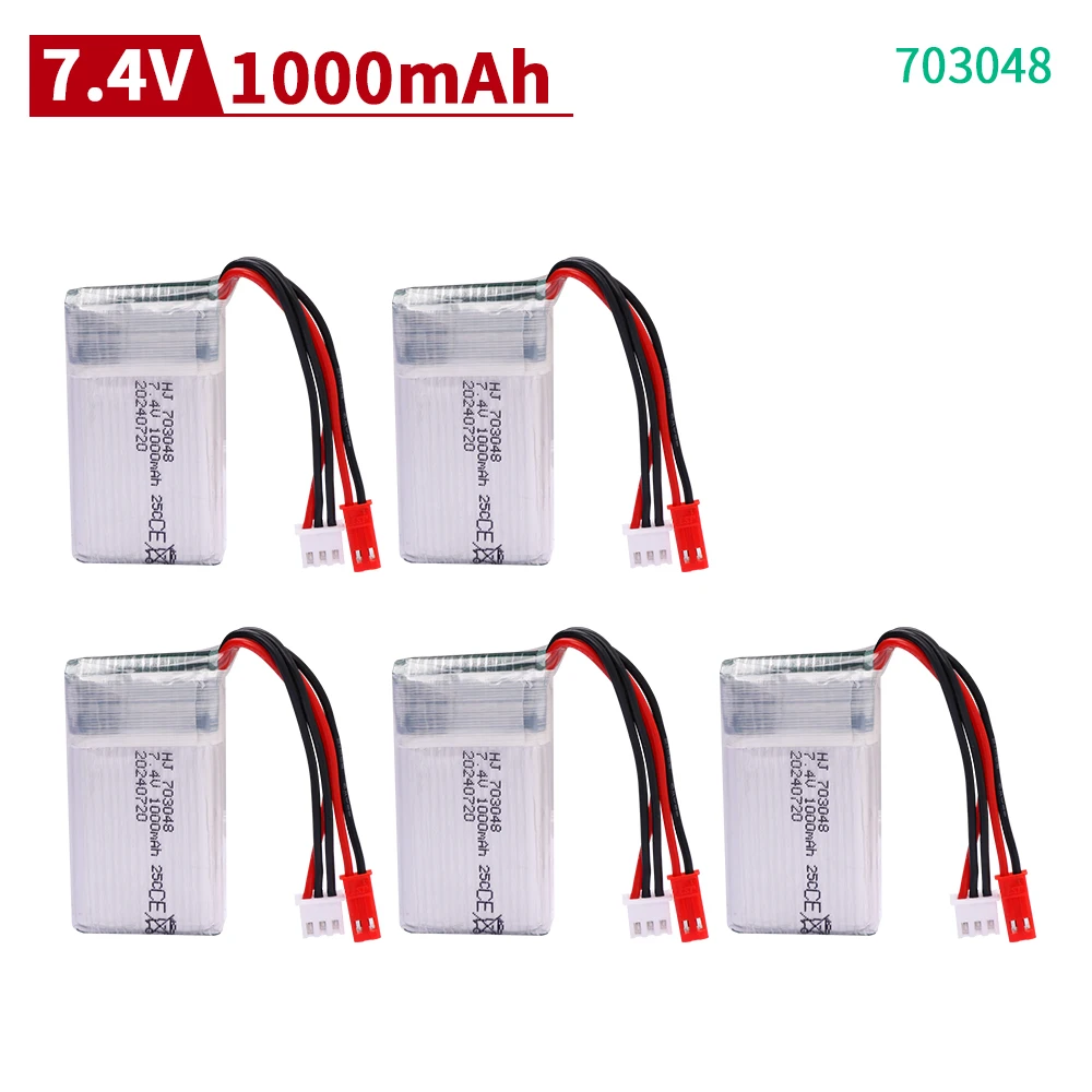 7,4 V 1000 mAh 703048 Lipo-Akku für Udi U829A U829X MJXRC X600 Hengqi 907 Fernbedienungsflugzeug 7,4 V 1000 mAh 20 C mit JST-Stecker Image