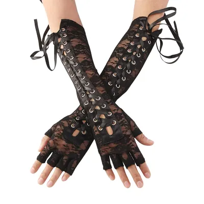 Frauen Spitze Finger Handschuhe für Party Sexy Spitze-up Fäustlinge Clubwear Cosplay Kostüme Zubehör Image
