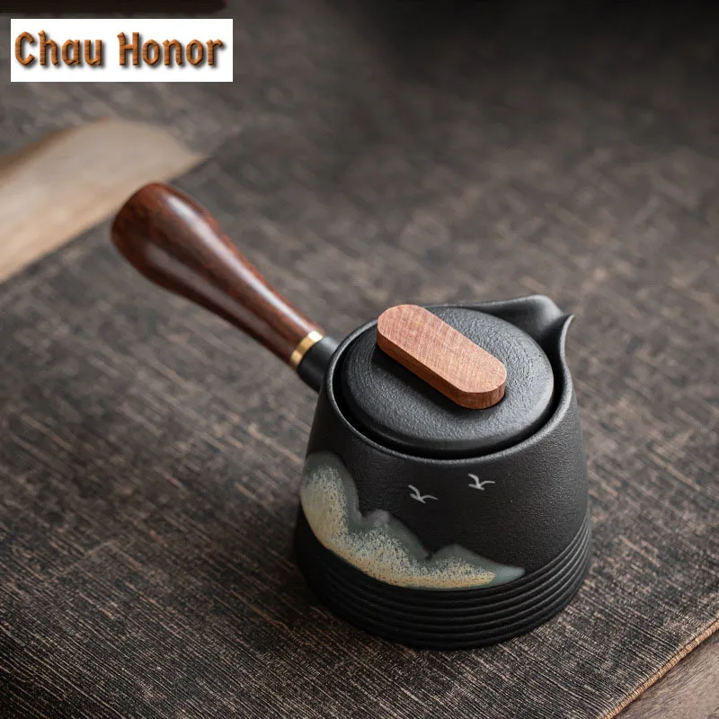 Japanischen Balck Grob Keramik Teekanne Handgemalte Entfernten Hill Einzigen Topf Tee Maker Teekanne Haushalt Kung Fu TeaSet Tee Zeremonie Image