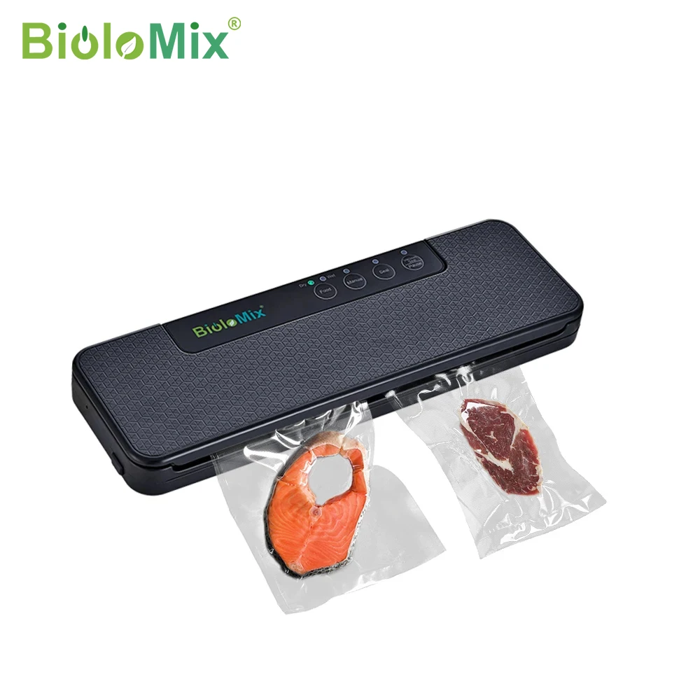 BioloMix W230 Automatischer Lebensmittel-Vakuumierer, Nass- oder Trocken-Lebensmittel-Spar-Verpackungsmaschine mit 10 Stück kostenlosen Beuteln für Sous Vide, Weiß/Schwarz Image