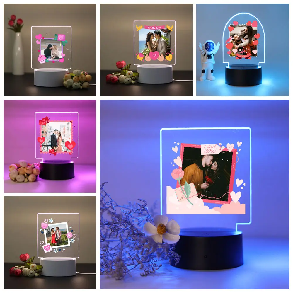NEUE Personalisieren Benutzerdefinierte Bild Paar Foto Kinder Nachtlicht Lampe Manger Avatar Zimmer Dekor Geschenk 3D Nachtlicht