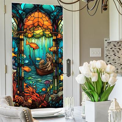 Stained Glass Window Film Colorful Window Stickers Stained Glass Electrostatic Removable Window Privacy Stained Decorative Film for Home Office