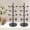 Modern 2-Tier Champagne Stand, Black Steel Wine Glass Holder, 16 Glasses per Tier, Round Base for Tabletop Display