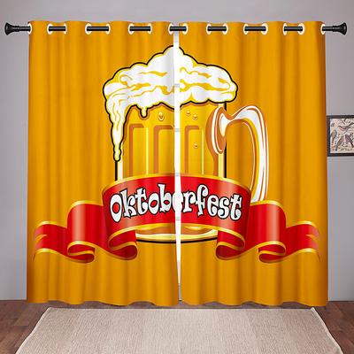 2 Panels Set Blackout Curtains Oktoberfest Design Thermal Insulated Curtains for Bedroom Living Room Modern Grommet Window Drapes Curtain Drapes