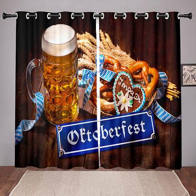 2 Panels Set Blackout Curtains Oktoberfest Design Thermal Insulated Curtains for Bedroom Living Room Modern Grommet Window Drapes Curtain Drapes