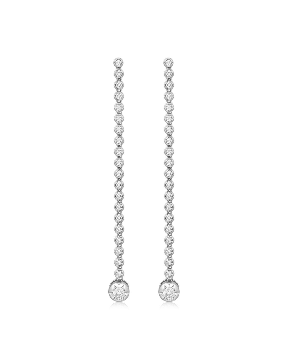 Plus Size Women's The Rose Bud Tennis Drop Studs- Silver by LUV AJ in Silver (Size OS)
