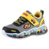 Sneaker SKECHERS "PLAY SCENE", Kinder, Gr. 22, bunt (grau multifarben), Lederimitat, Mesh, kontrastfarbene Details, casual, Schuhe, Freizeitschuh mit bedruckter Sohle, Größenschablone zum Download
