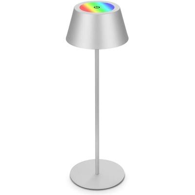 Led Akku-Tischleuchte Tischlampe höhenverstellbar IP44 silber rgb innen außen Image
