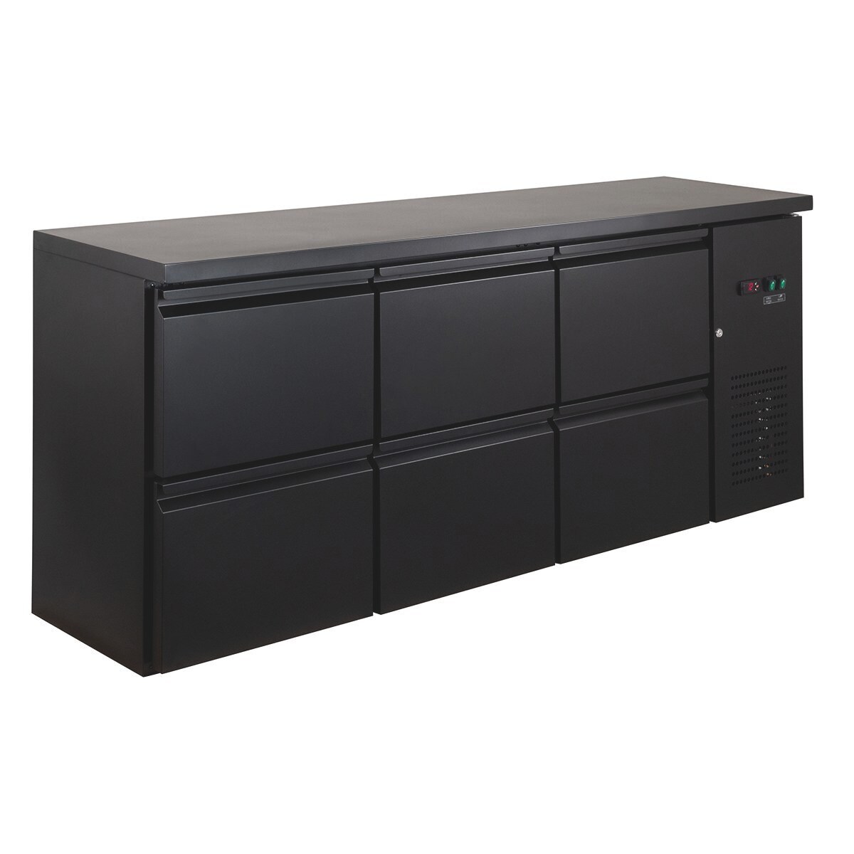 GastroHero Barkühltisch ECO 200x52 cm mit 6 Schubladen Umluftkühlung +2 bis +8 °C Getränkekühltisch Bar Image