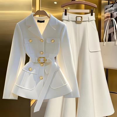 TEMU 2025 Autumn And Winter Lightweight Luxury High-end Professional Coat Elegant Fashion Versatile Skirt Without Belt Image
