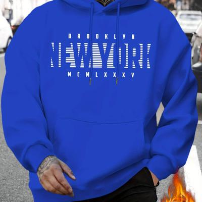 TEMU Men's Casual Pullover Hoodie, New Letter Print, Regular Fit, Polyester, Knit Fabric, Comfortable Stretch, Long Sleeve, Fashionable Pullover Sweatshirt For Fall/winter Image