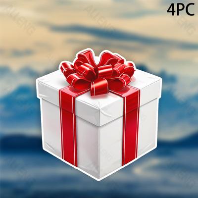 TEMU 4pcs Pvc Gift Box Paint - Self-adhesive Cutting Stickers, Suitable For Glass, Metal, Car And Laptop Surfaces - Irregular Shape Decorative Sticker Pack Image