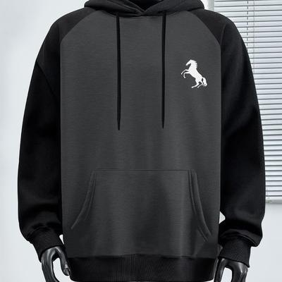 TEMU Men's Casual Sports Hooded Sweatshirt Print , Double-color Thickened Casual And Trendy Hooded Shirt Image