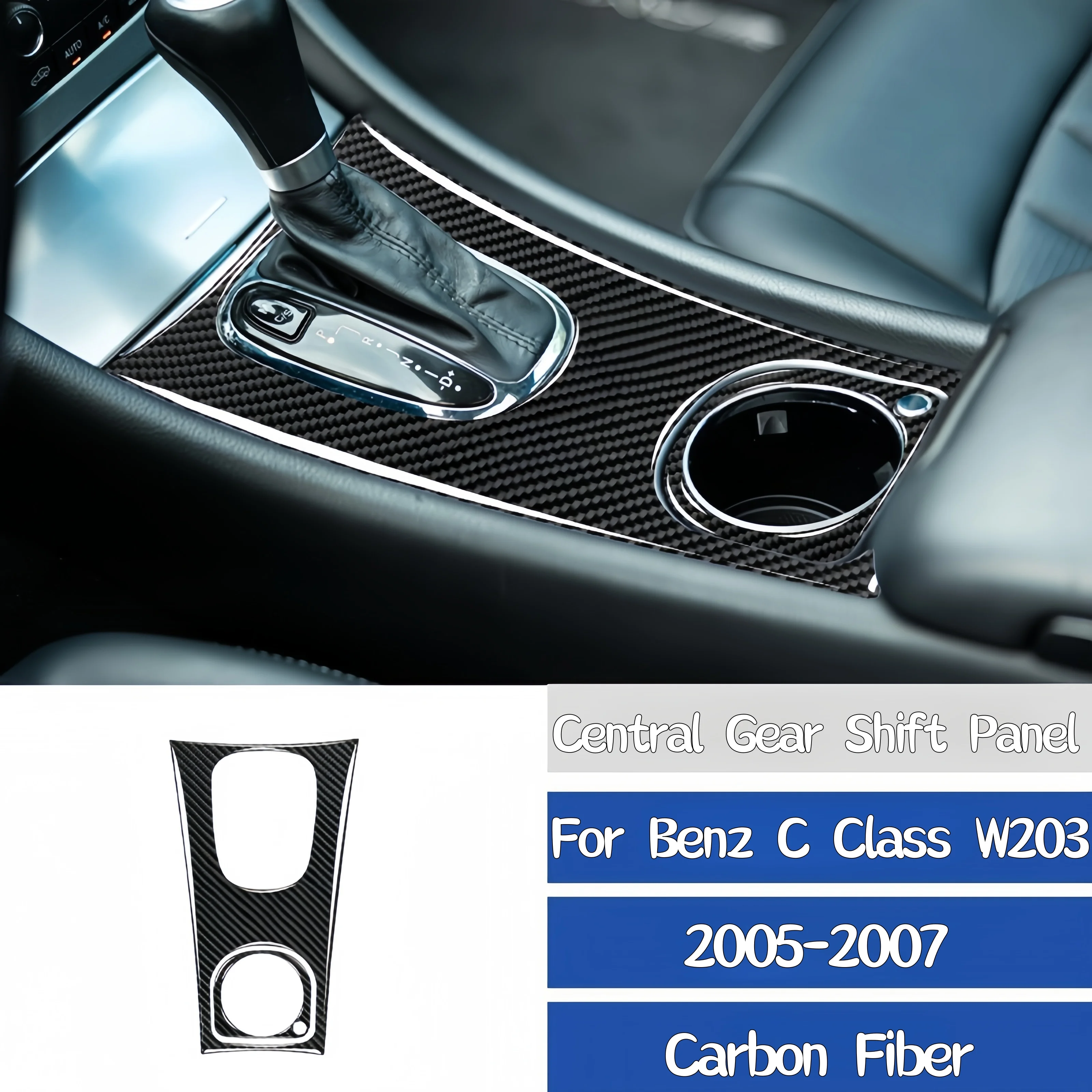 Für Mercedes Benz C-Klasse W203 2005-2007 Carbon Fiber Interior Auto Center Konsole Getriebe Shift Panel Set trim Aufkleber Auto Zubehör Image