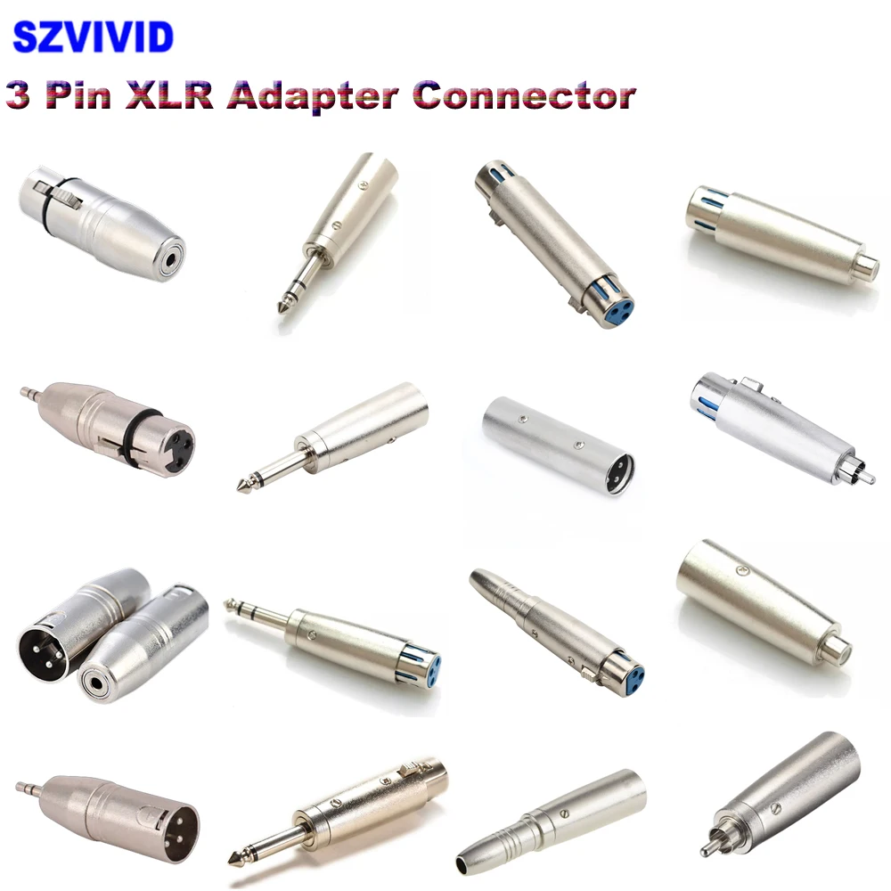 Connettore adattatore jack audio XLR a 3 pin a spina TS/TRS da 6,35 mm 1/4 RCA maschio femmina a XLR a convertitore audio con spina da 3,5 mm