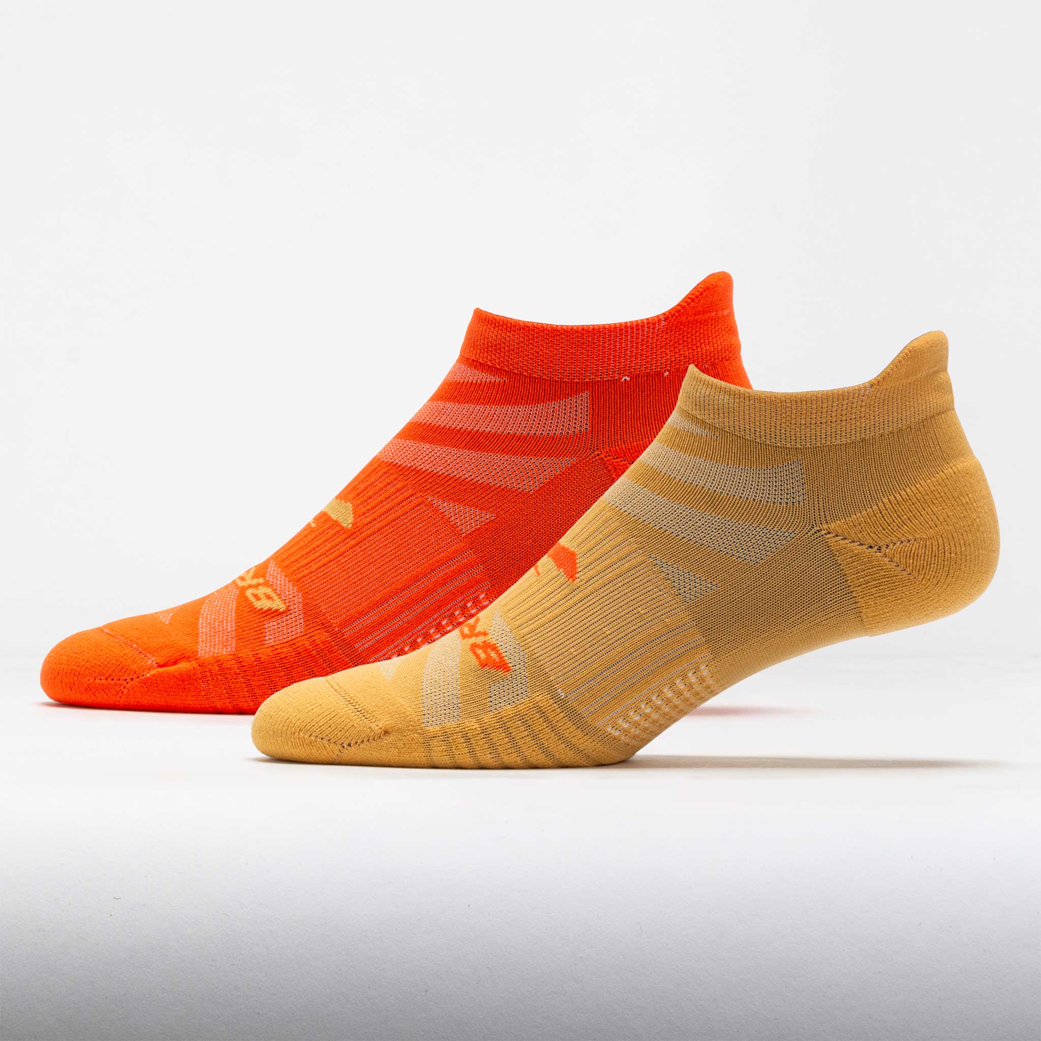Brooks Ghost Lite No-Show Sock 2-Pack Socks Chamois & Shocking Orange