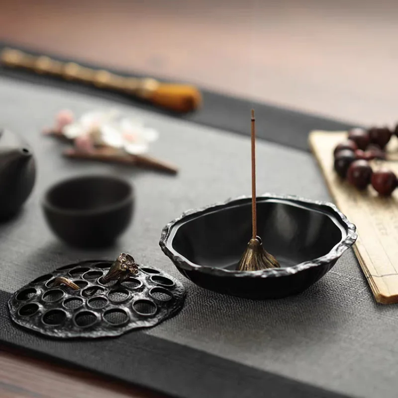 Kreative Kupferlegierung Lotus Weihrauchbrenner Home Decor Handwerk Spule Räuchergefäß Halter Religiöse Artikel Yoga Büro Ornamente Image