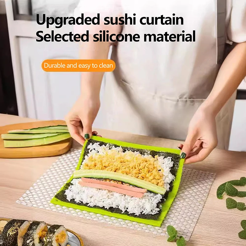 Nachahmung Bambus Sushi Roll Matte Food Grade Silikon Sushi Roll Matte Antihaft Sushi Roller Langlebige Wiederverwendbare Sushi Rollen Image
