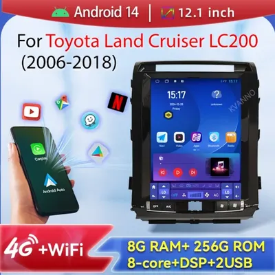 8G+256G For Toyota Land Cruiser LC200 2006-2018 Car Intelligent Systems 2Din Carplay Car Video
