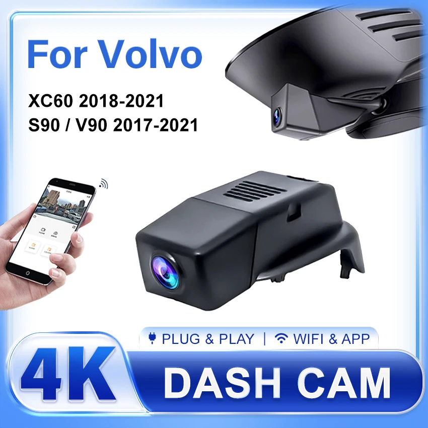 Für Volvo S90 V90 XC60 2018-2021 Vorne und Hinten 4K Dash Cam für Auto Kamera Recorder Dashcam WIFI Auto Dvr Aufnahme Geräte Image