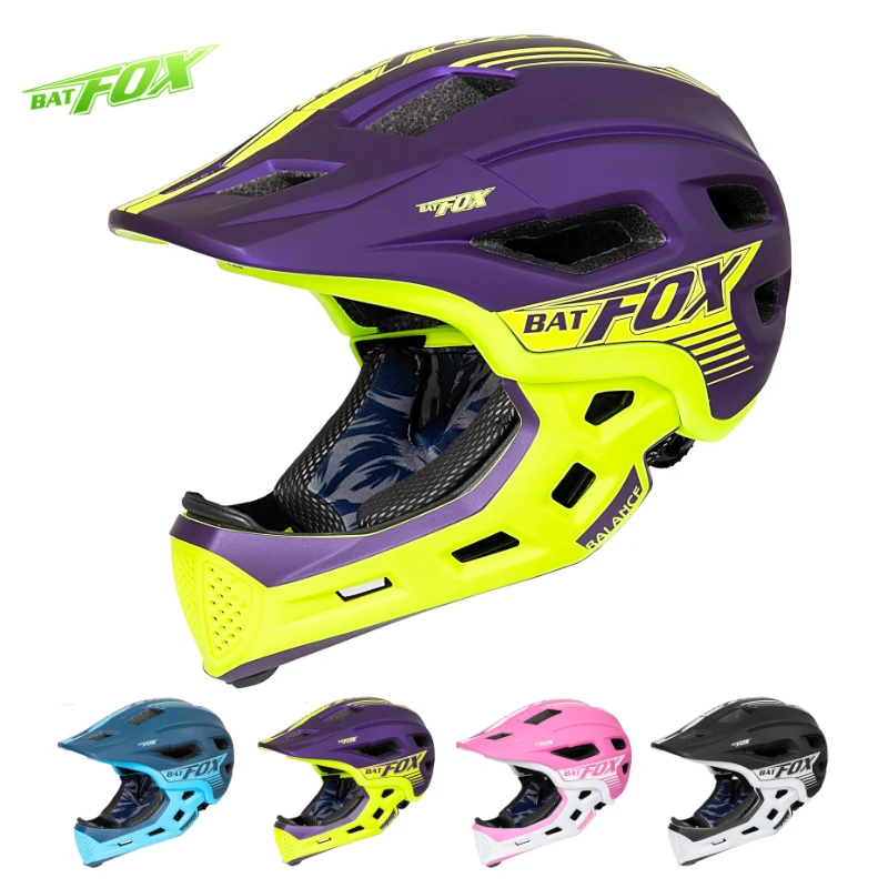 BATFOX Integralhelm für Kinder, abnehmbar, Sicherheit, Radfahren, Fahrrad, Skateboarden, Skaten, Roller, Knieschützer, Set für Kinder, Fahrradhelme Image