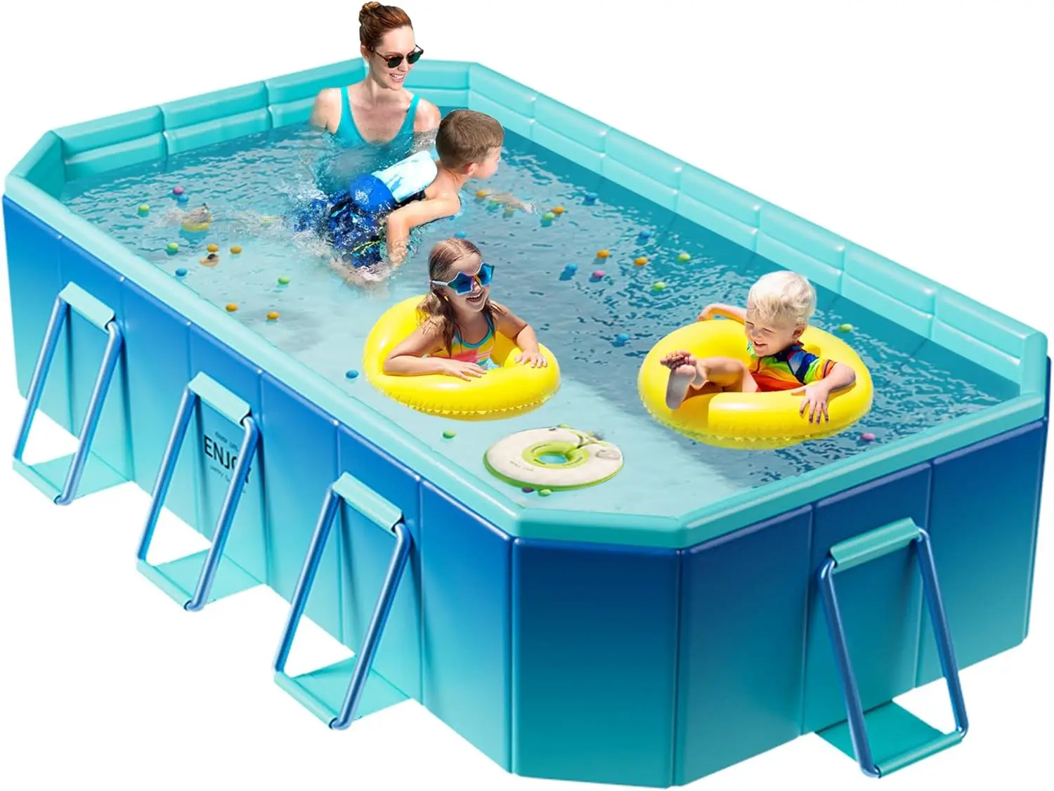 Piscine pliable, piscine non gonflable pour enfants, adultes et animaux domestiques, grande piscine portable pour enfants avec support métallique robuste