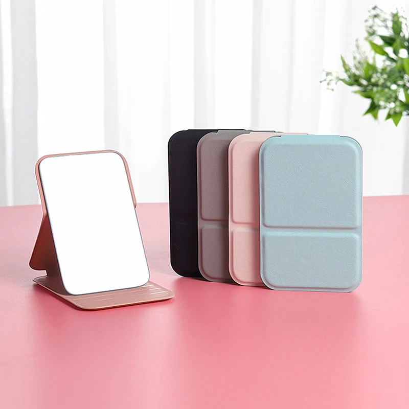Mini specchio da donna specchio pieghevole per trucco a mano Mini specchio cosmetico portatile su un lato pieghevole strumenti di vanità ad alta definizione