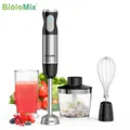 BioloMix Frullatore manuale ad immersione 4 in 1 da 1000 W Nero con frusta tritatutto da 500 ml Tazza per frullato da 600 ml Funzione tritacarne per verdure