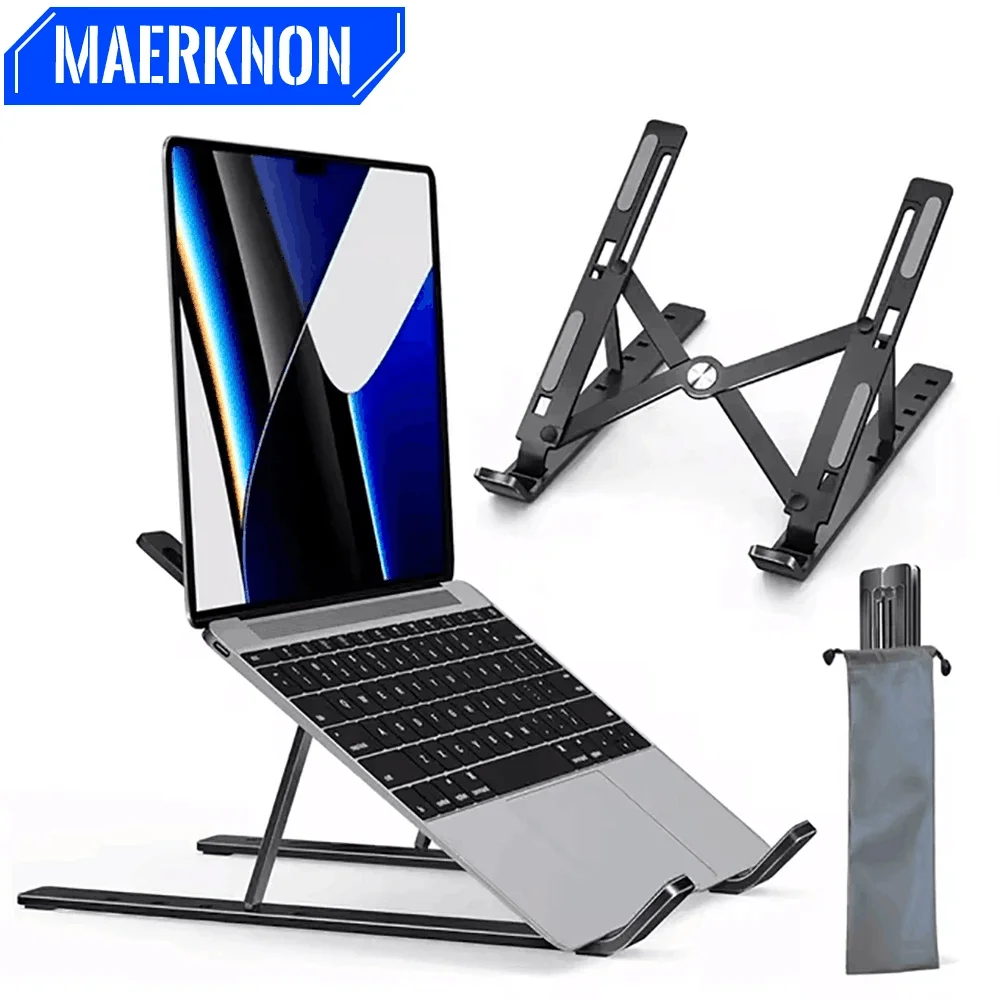 Laptop-Halter, verstellbarer Notebook-Ständer, tragbar, faltbar, Computer-Monitor-Halter für MacBook Air, iPad, Tablets, Basis-Zubehör Image