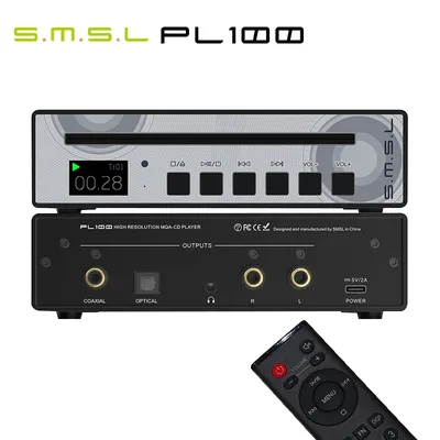 SMSL PL100 CS43131 Chip CD Player Output Power 30Ω 60mW RCA /3.5mm/Coaxial/Optical with Remote