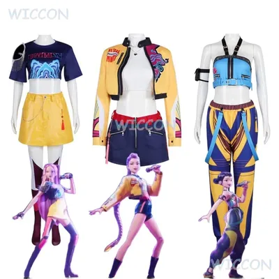 Anime KPop Dämon Cos Hunters Superstar Lumi Mira Zoe Cosplay Kostüm Full Set Mädchen Gruppe Anzug Frauen Halloween Party Roleplay Image