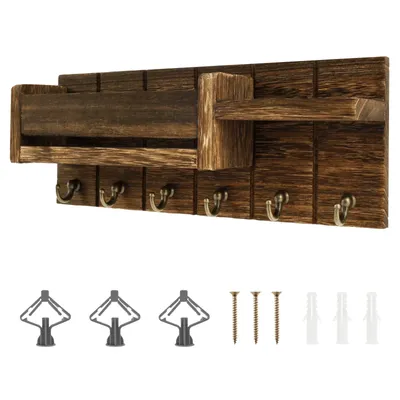 Mail Organizer for Wall Mount Mail Organizer for Wall Mount Key Holder with Shelf Includes Letter Holder and Hooks for Hallway