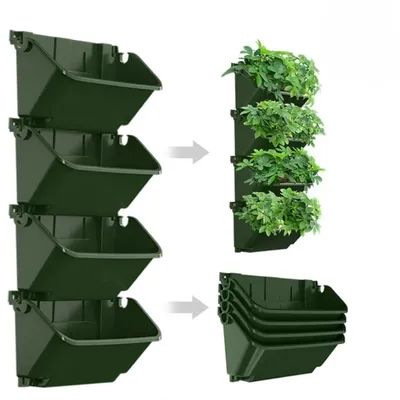 Vertical Greening Planting Boxes Stackable Plant Planting Container Indoor Outdoor Home Balcony Garden Wall Hanging Flower Pots