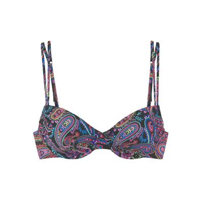 Bügel-Bikini-Top VENICE BEACH "Paislee", Damen, Gr. 36, Cup C, schwarz (schwarz bedruckt), Recycling-Polyamid, bedruckt, Paisleymuster, Bikini-Oberteile, bedruckt, verstellbare Doppelträger, herausnehmbare Softcups, Mix-Kini Image