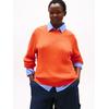 Strickpullover TOMMY HILFIGER CURVE "CRV CO CABLE FINE GG C-NK LS SWT", Damen, Gr. 50, brilliant orange, Strick, Obermaterial: 100% Baumwolle, unifarben, casual, figurbetont, Rundhals, Langarm Rippstrickbündchen, Pullover, in großen Größen, mit...